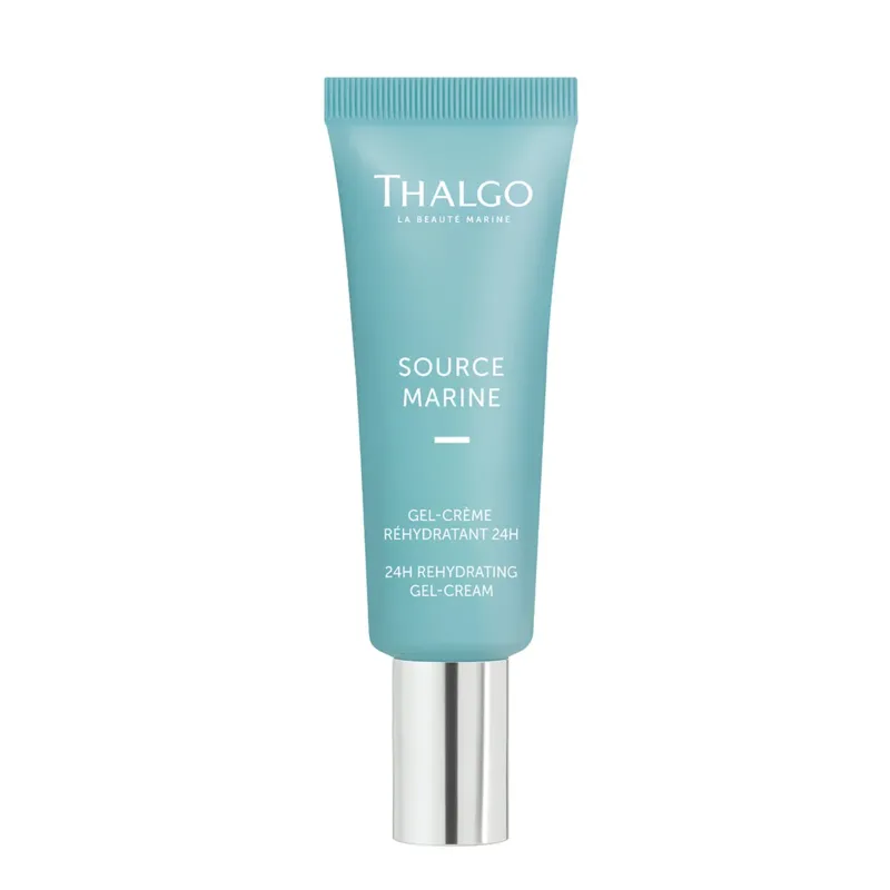 THALGO Source Marine - Gel-Créme Réhydratant 24h - Kühlendes Feuchtigkeitsfluid – Feuchtigkeitsfluid mit Hyaluronsäure, 40ml, Tube