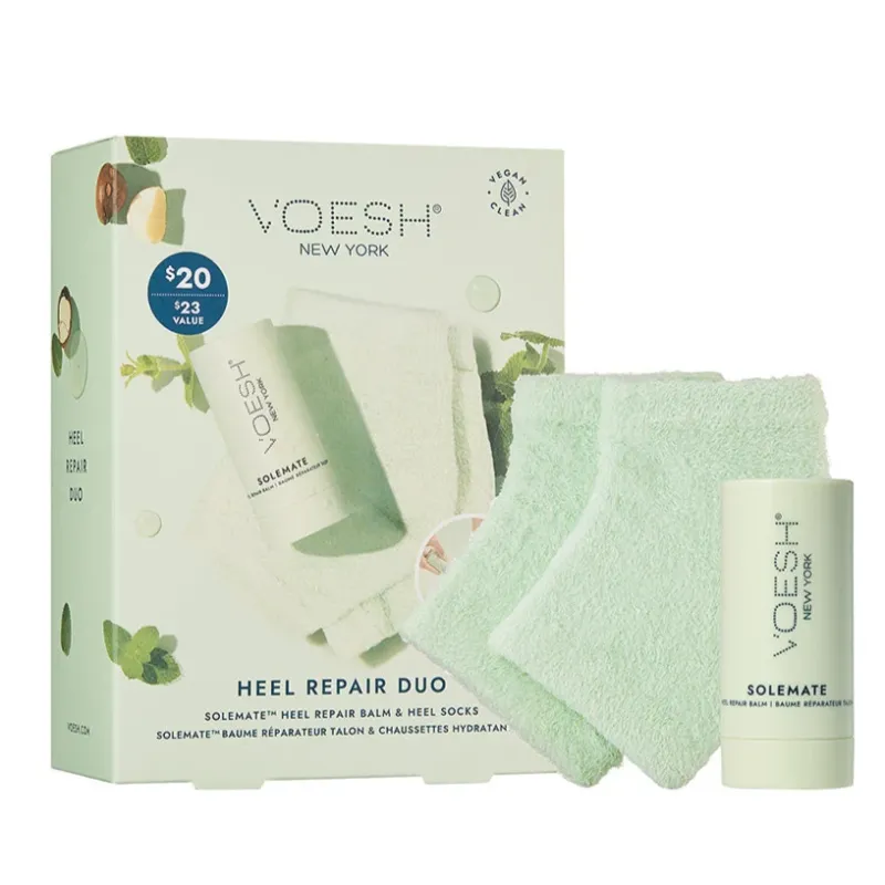VOESH Heel Repair Duo – Heel Repair Balm + Heel Socks, 1Paar+22ml, Umkarton und Einzelprodukte