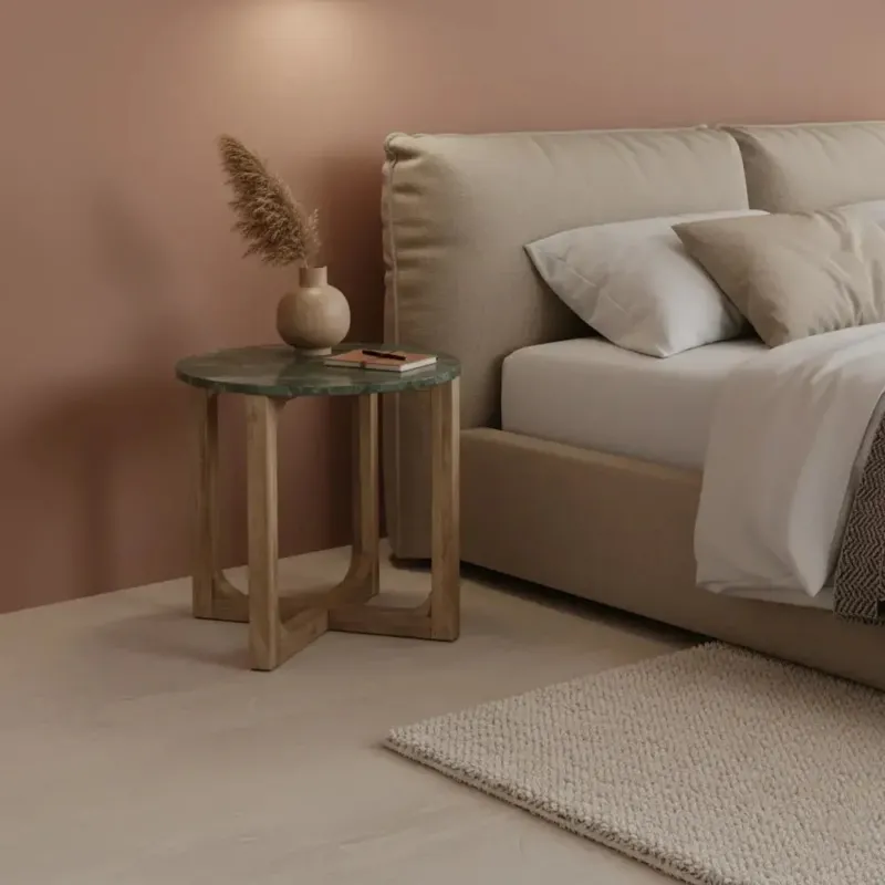 Kleiner Nachttisch Marmor grün rund – Beistelltisch Schlafzimmer