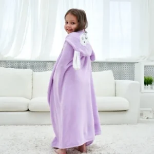 Kids Hooded Bath Towel Purple Llama Design for Ages 2-6 - Product showcase