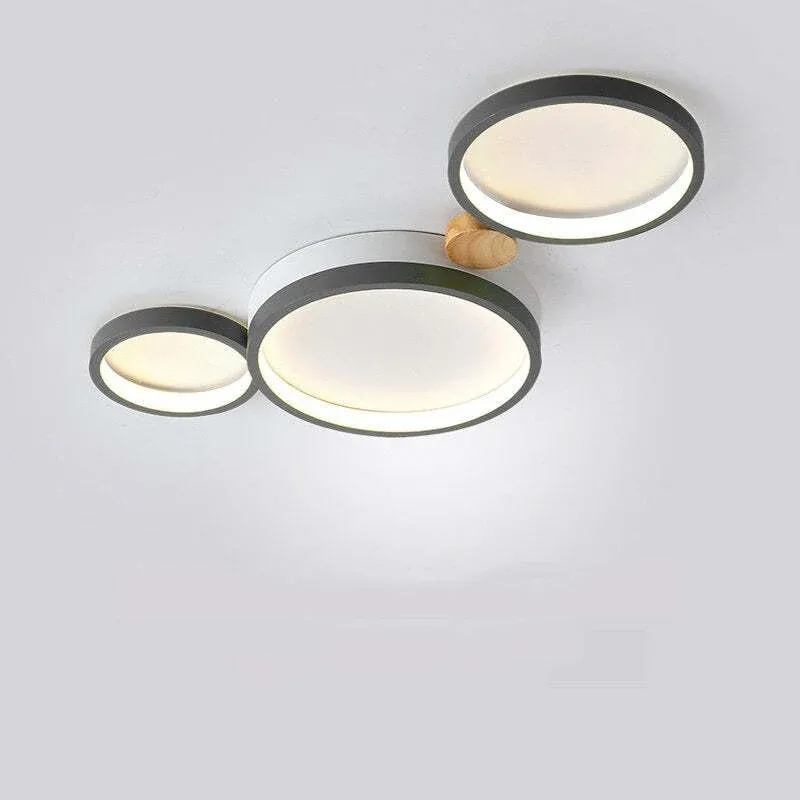 Modern LED Ceiling Light Gray Metal Triple Ring Design - Product showcase