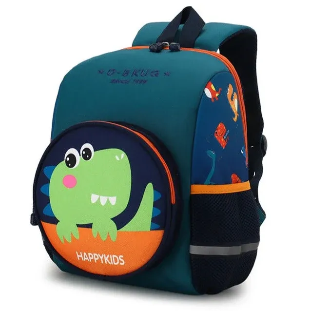 Kids Dinosaur Backpack Nylon School Bag With Cartoon Design - Product showcase
