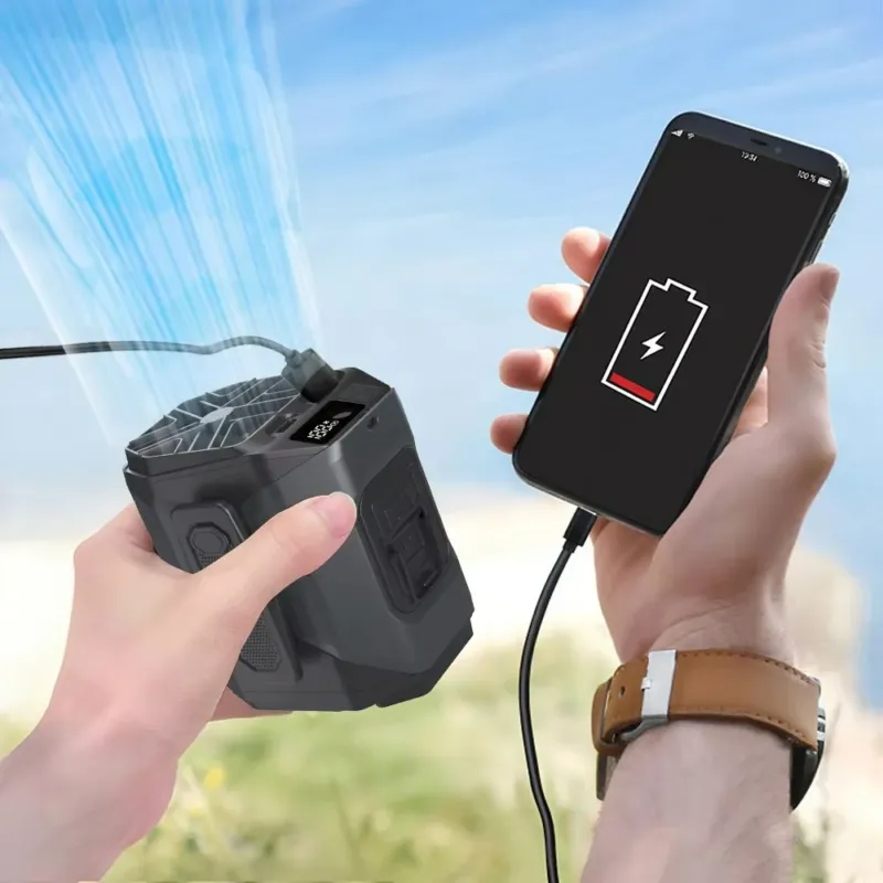 Portable Cooling Fan 20000mAh Power Bank With LED Light - Product showcase