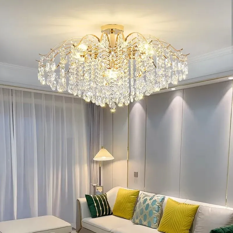 Crystal Ceiling Chandelier Curved Branch Design with LED Lights - Product showcase