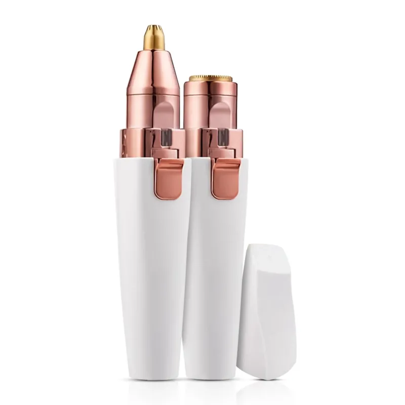 Electric Facial Hair Trimmer Rose Gold Dual Head Design - Product showcase