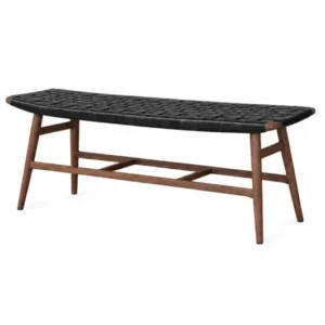 Freja Bank in Walnuss/Schwarz geflochtenem Leder von Stellar Works
