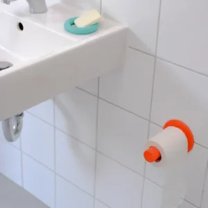 toilettenrollenhalter 02 / toilet paper holder 02 neon rot zum kleben