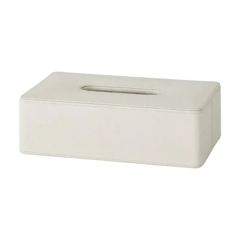 Kosmetiktuchbox aus Leder in Ivory – eleganter Kosmetiktuchhalter in hellem Creme-Ton als hochwertiges Badaccessoire für den Waschtisch