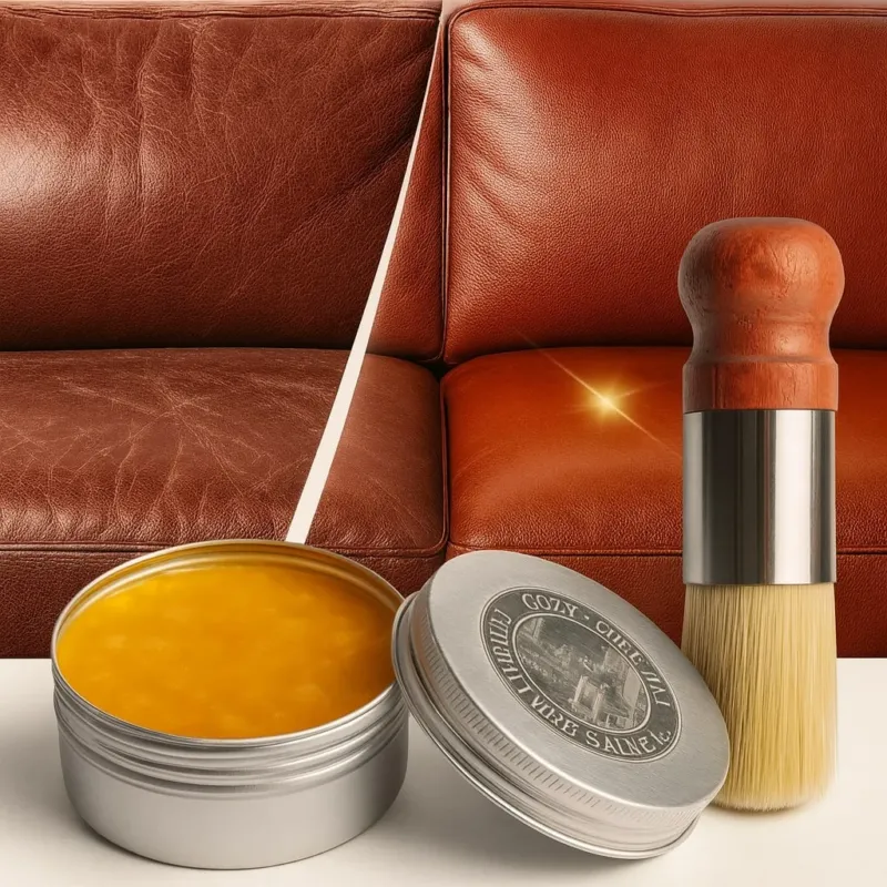 Lederpflegebalsam mit Holzbürste für Sofa Autositze Taschen Schuhe