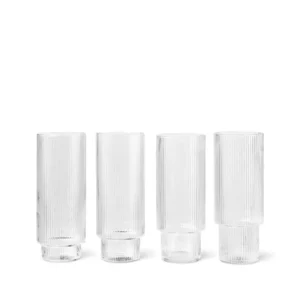 Ripple Long Drink Glas Clear, Set à 4 von Ferm Living