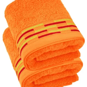 Handtuch Set 50x100 cm, Lugano 2er Frotteetücher Orange – Blutorange