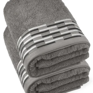 Duschtuch 2er Set 70x140 cm Grau – Dunkelgrau, Lugano Badetücher