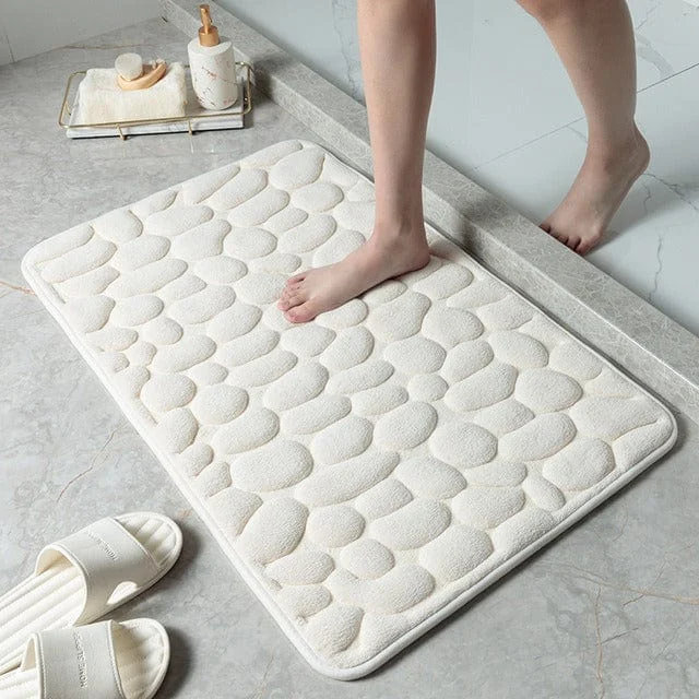 Memory Foam Bath Mat Non-Slip Pebble Pattern Design - Product showcase