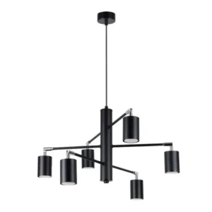 Minimalistische schwarze Hängelampe mit mehreren Armen, moderne Pendelleuchte im geometrischen Design