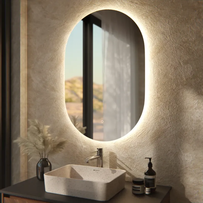 Badezimmerspiegel - Oval - 90x60cm - Rahmenlos