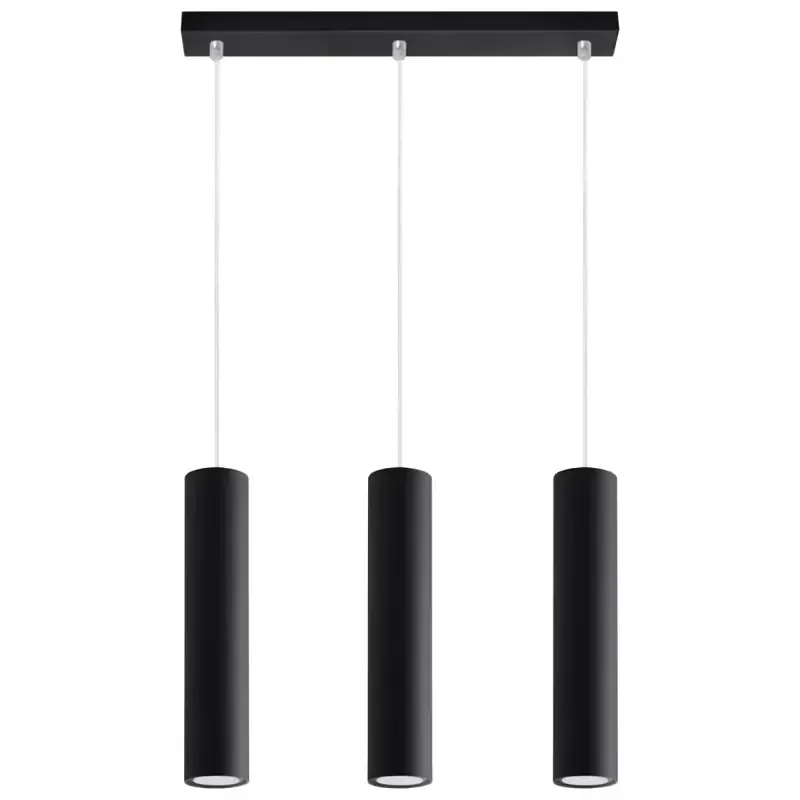 Moderne 3-flammige Pendelleuchte Lagos in Schwarz mit zylindrischen Lampenschirmen und minimalistischem Design