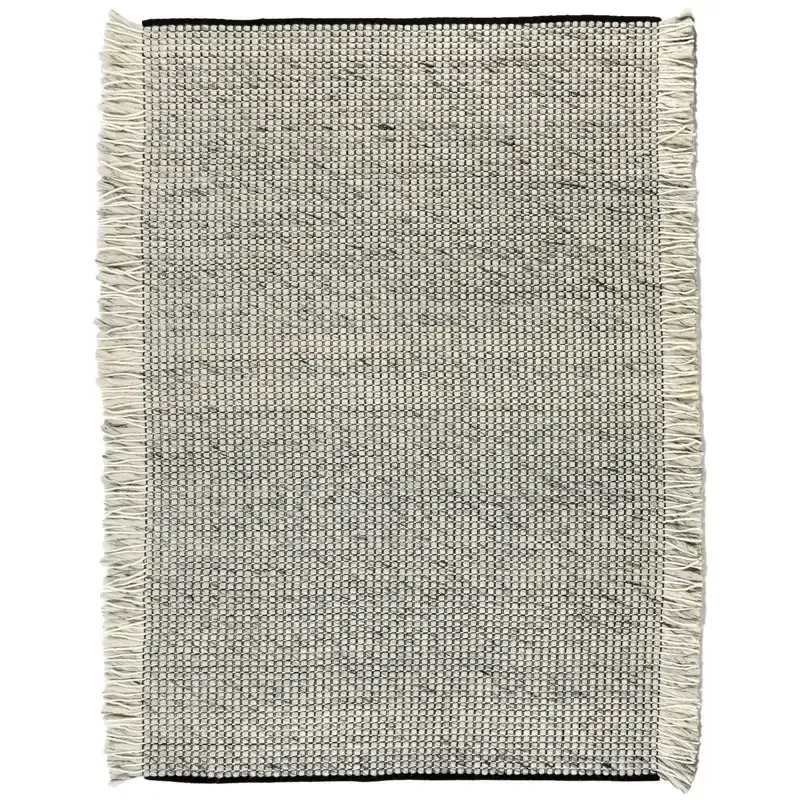 Moderner Wollteppich Koda mit strukturierter Weboptik und Fransen in Naturfaser – Draufsicht 160x230 cm