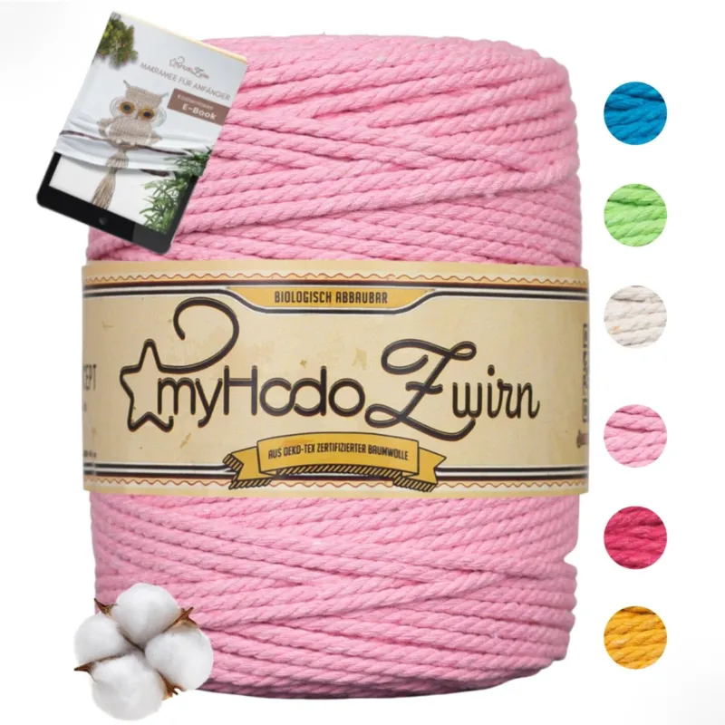 Baumwollgarn Premium Makramee Garn von myHodo - OEKO-TEX Baumwolle - versch. Farben