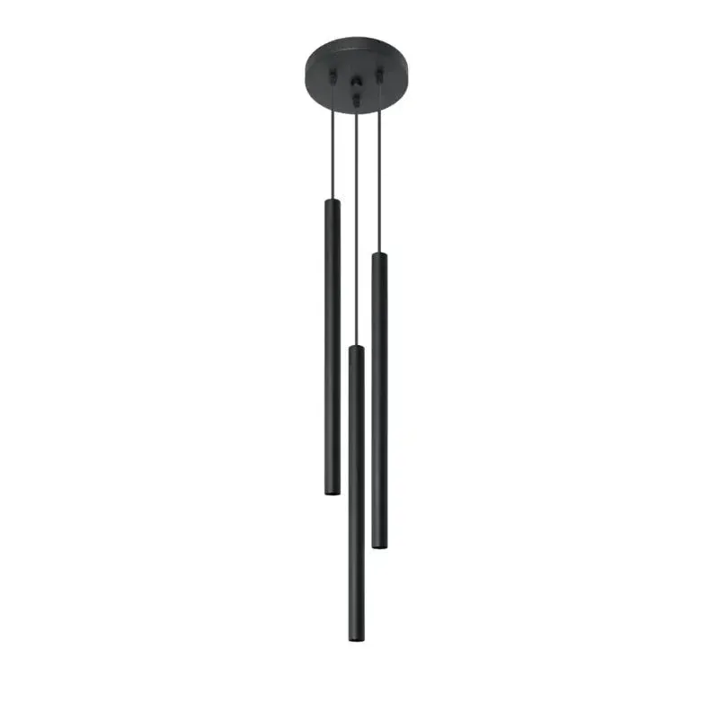 3-flammige Pendelleuchte Pastello in Schwarz mit schlanken Zylindern im modernen, minimalistischen Design