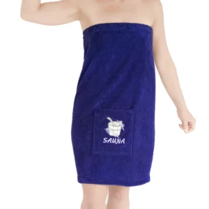 Saunakilt Damen Blau - Marine, Saunatuch mit Klettverschluss XS - M