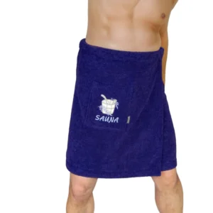 Saunakilt Herren Blau - Marine, Saunatuch mit Klettverschluss L - XXL