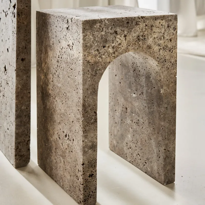 rare silver travertine side table for elegant and minimalistic interiors