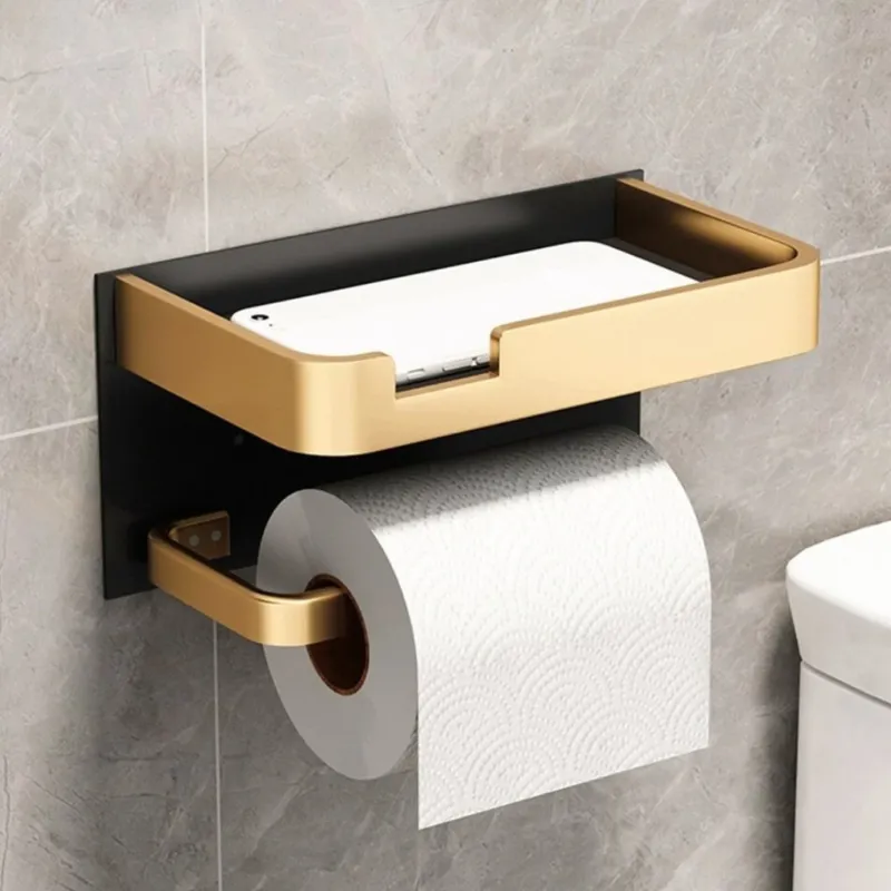 Toilettenpapierhalter mit Ablage Wandmontage Metall rostfrei