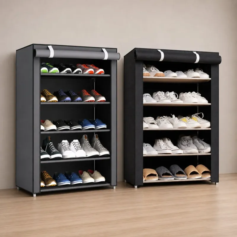 Schuhschrank mit Staubschutz – Schuhe sichtbar aufbewahren