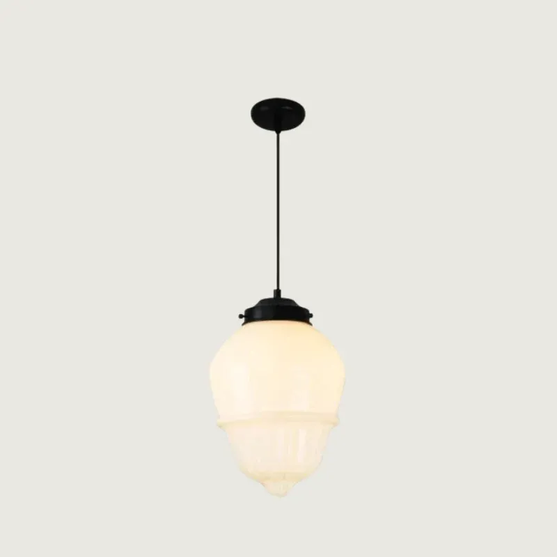 Vintage Pendant Light Geometric Milk Glass Shade - Product showcase