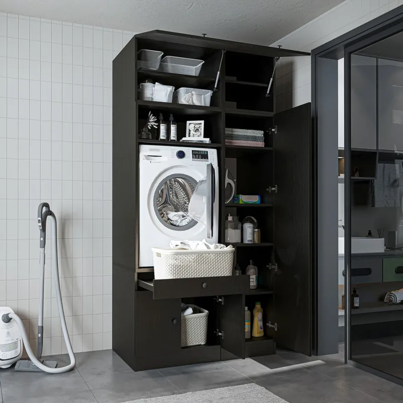 Roomart Waschmaschinenschrank SERIE 3, 112 cm, mit Hochschrank und Ausziehbrett, in 3 Farben