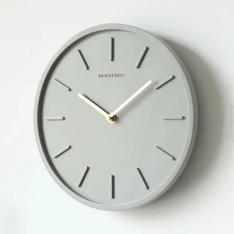 Minimalist Wall Clock Sculptural Grey Design - Product showcase