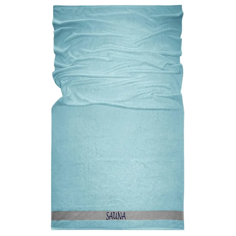 Wellness Frottee Saunatuch 100x200 cm, Lima XXL Sauna Handtuch Blau - Pastellblau