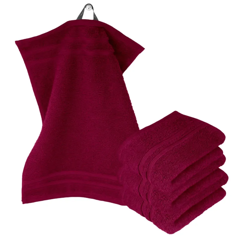 Gästehandtücher Set 30x50 cm 4 Stück Rot - Kirsch