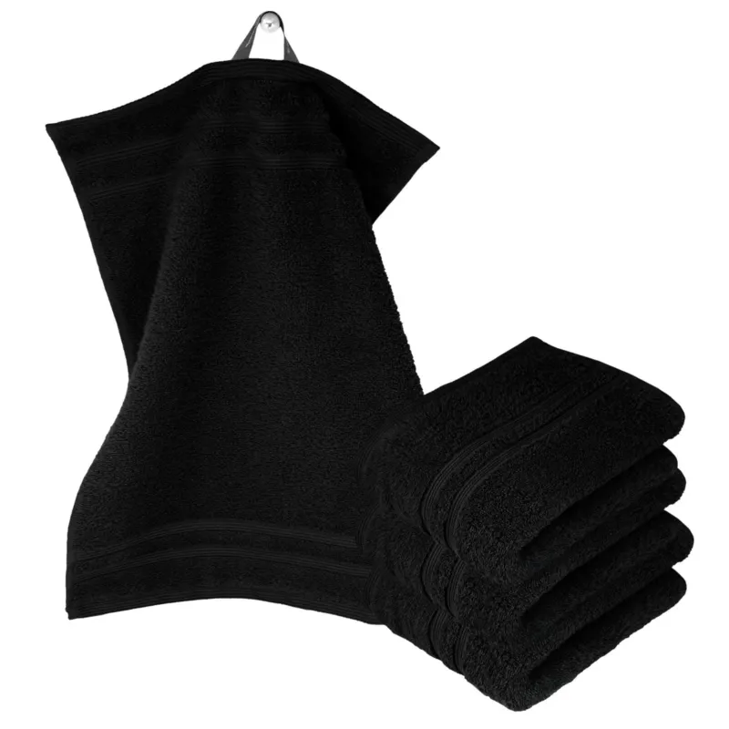 Gästehandtücher Set 30x50 cm 4 Stück Schwarz