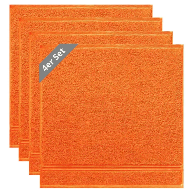Frottee Küchenhandtücher 50x50 cm 4er Set Orange - Blutorange