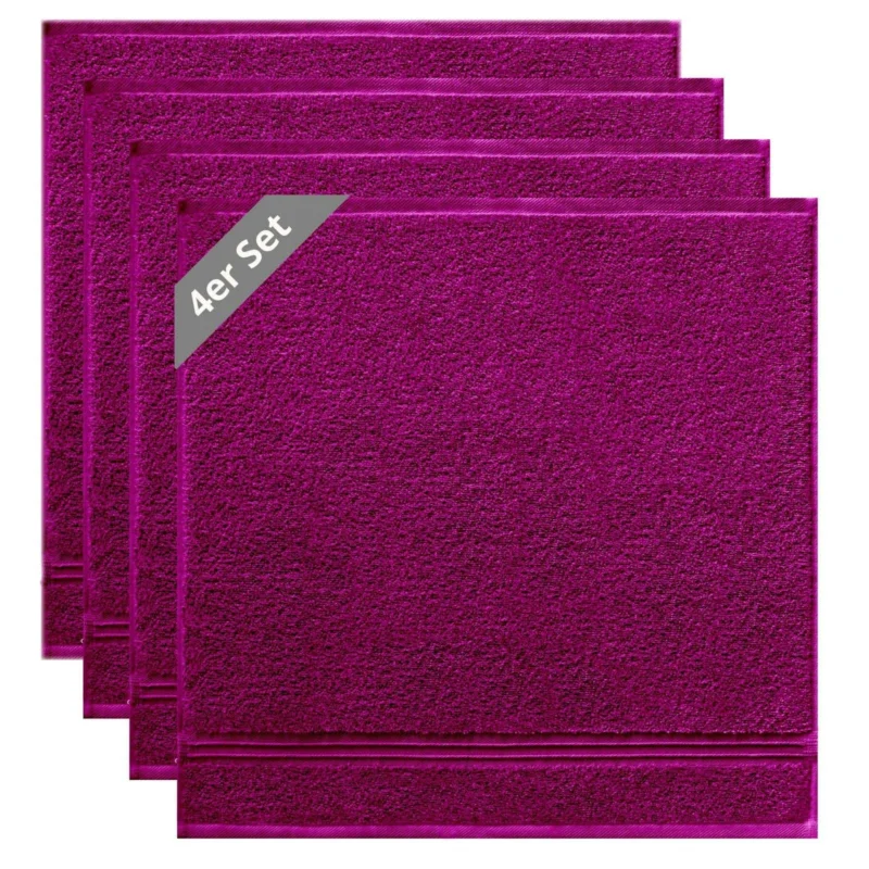 Frottee Küchenhandtücher 50x50 cm 4er Set Violett - Orchidee