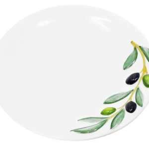 Handgemachter Runder Frühstücksteller aus Italienischer Keramik im Olivendesign, Essteller Durchmesser 20 cm