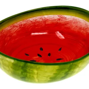Keramik Schale Rund, Mediterrane Dekoschale, Schüssel Motiv: Melone, Handgeformte Salatschüssel Klein Ø 20 cm