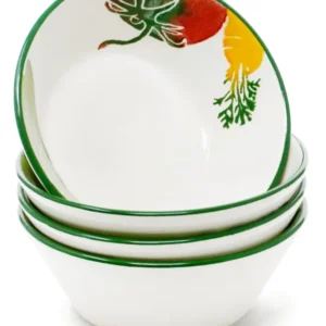 4 teiliges Schüssel Set 14 cm Ø, Müslischalen bunt Gemüse, Frühstücksschalen Keramik
