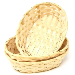 Bambus Körbchen in 3er Set Oval 23 x 17 cm