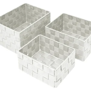 Badezimmer Körbchen Set eckig in Silber - Grau 3er