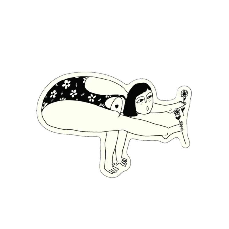 vinyl sticker awkward pose with flowers