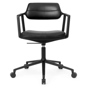 VIPP453 Swivel+ Chair m/Schwarz Gestell & Rollen, Schwarz Leder von Vipp