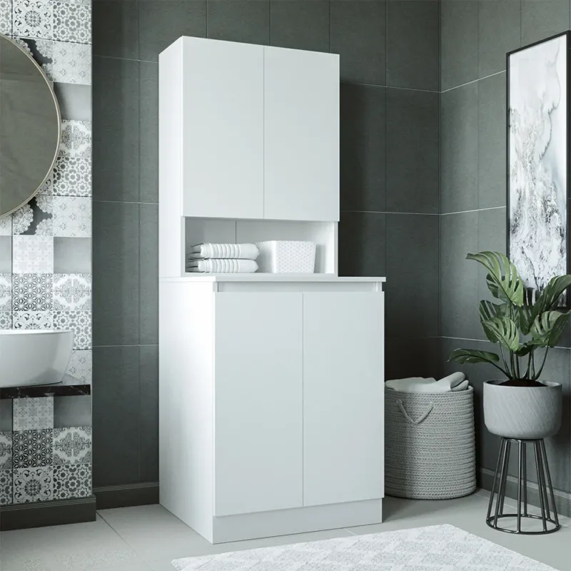 Roomart, Badezimmer Waschmaschinenschrank Atlantic, Waschmaschinenüberbau, Badregal, BHT: 70 x 191 x 70 cm, in Weiß - badezimmerschrank, waschbecken, badezimmermöbel, badschrank, badezimmer, mit, unterschrank, badmöbel, set, waschtisch, möbel, badezimmerm